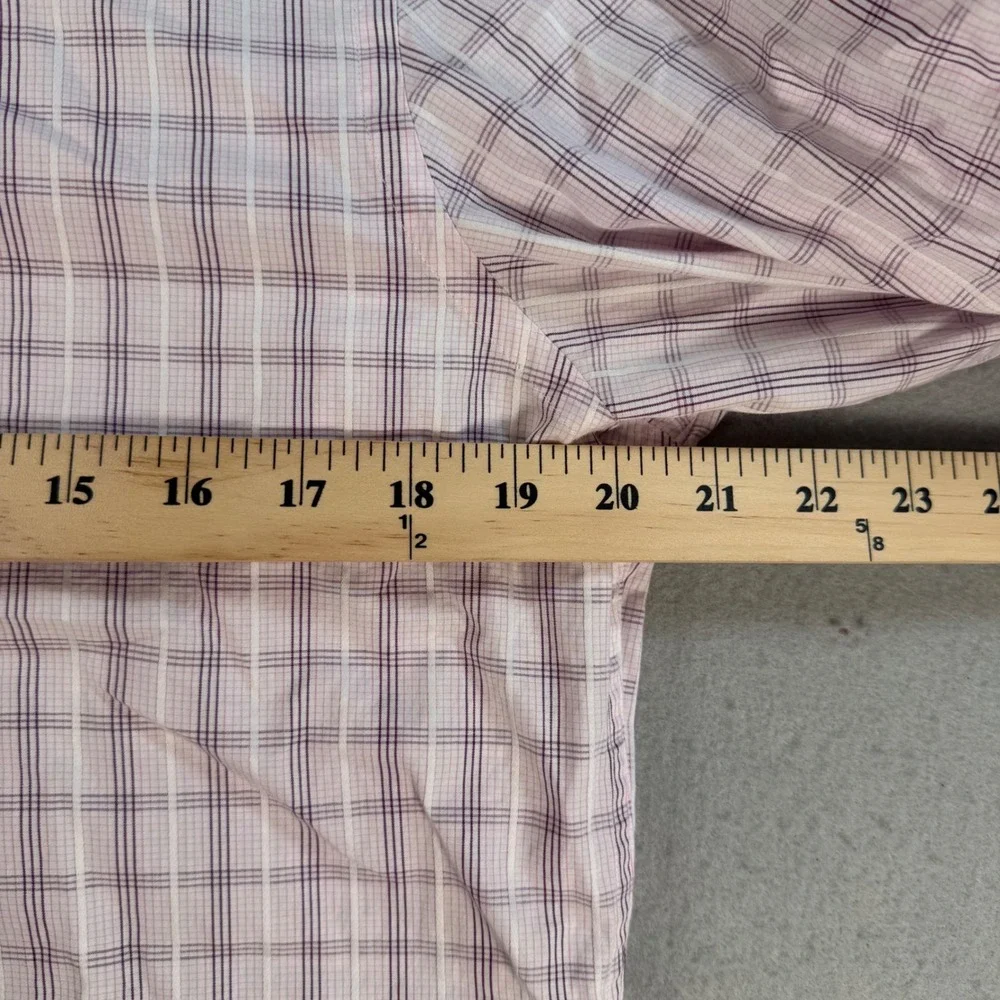VTG Banana Republic Mens Classic Fit Plaid Button Down Shirt Pink Purple Small S